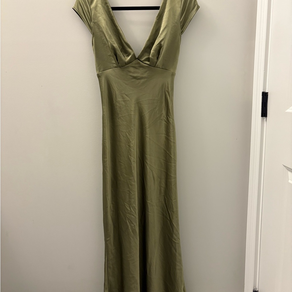 Elegant Olive Green Evening Dress